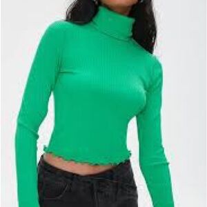 Forever 21 Vibrant Green Ribbed Crop Top